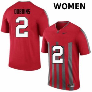 NCAA Ohio State Buckeyes Women's #2 J.K. Dobbins Throwback Nike Football College Jersey DED5145PF